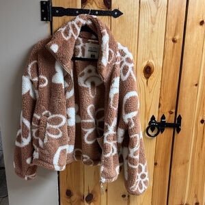 Cozy Brown and White Floral Jacket